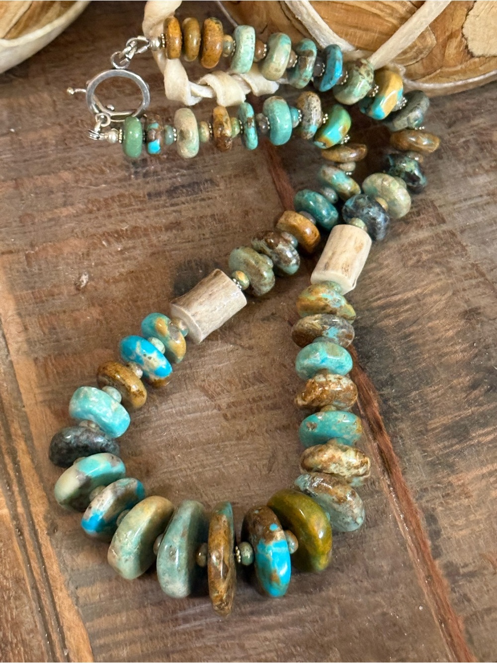 Royston Turquoise & Deer Antler Necklace